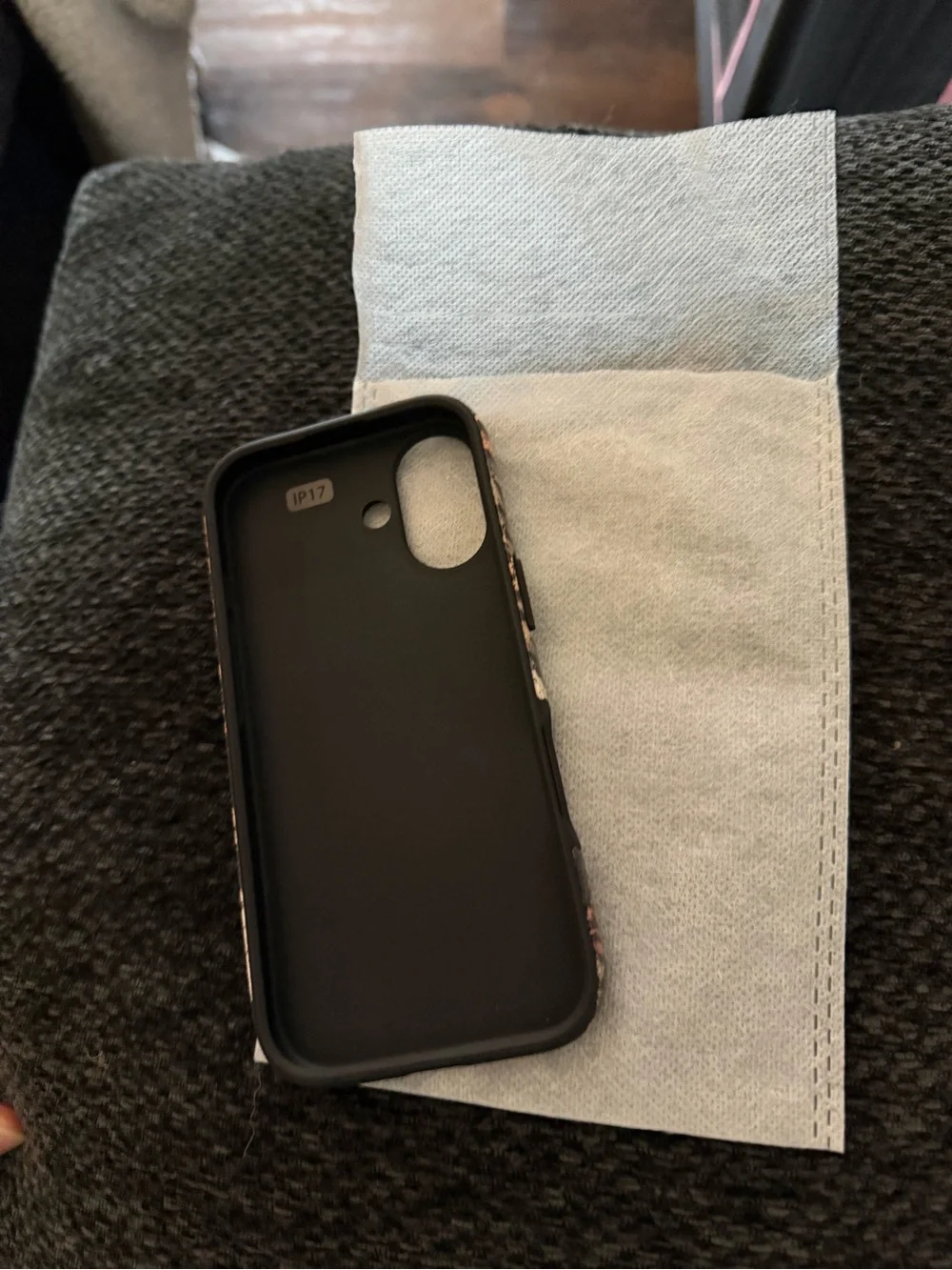 Floral Black Phone Case with Pink Rose Accents